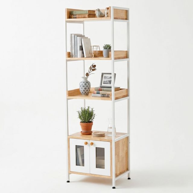 Kệ trang trí 50x35x160cm gỗ cao su KTT68071