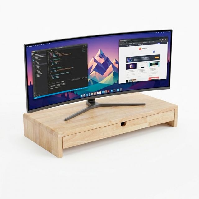 Kệ màn hình 60x30x10cm gỗ cao su MS68023