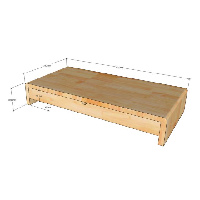 Kệ màn hình 60x30x10cm gỗ cao su MS68023