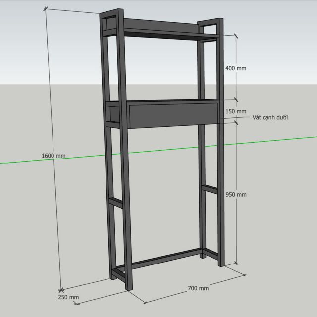 Kệ máy giặt 70x25x160cm gỗ cao su KMG68033