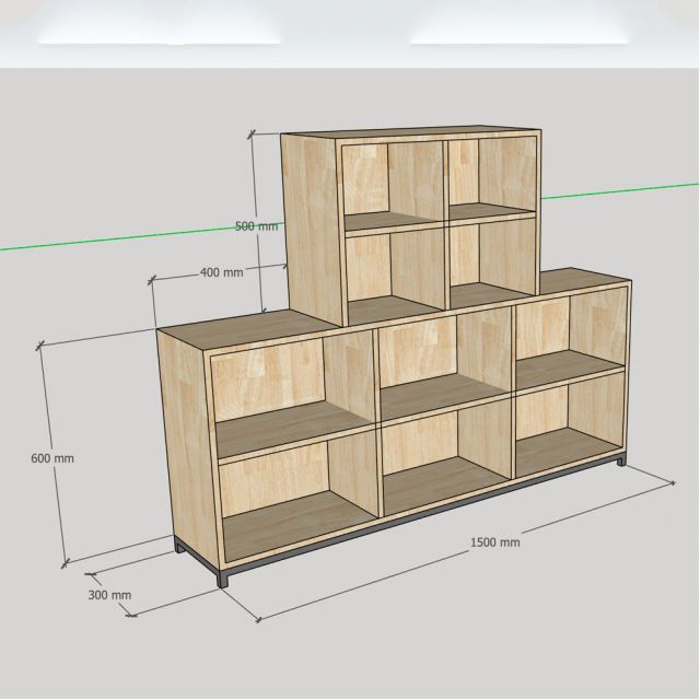 Kệ trang trí 150x30x120cm gỗ cao su KTB68259