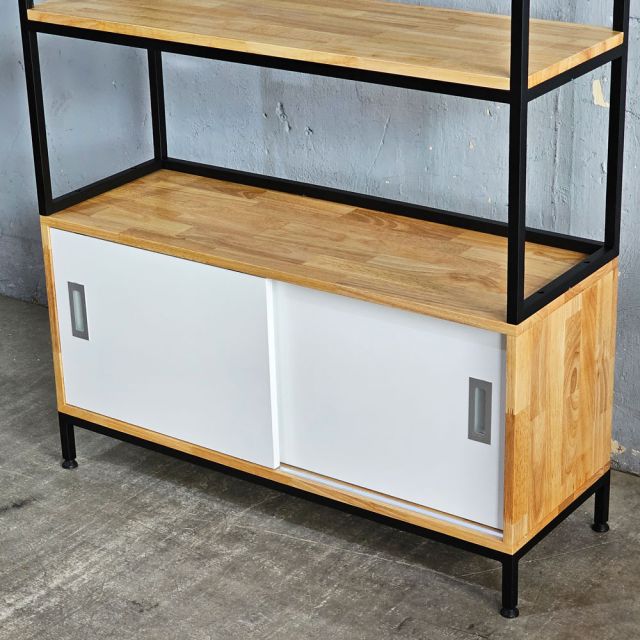 Kệ trưng bày có ngăn tủ 100x35x190cm gỗ cao su KS68344