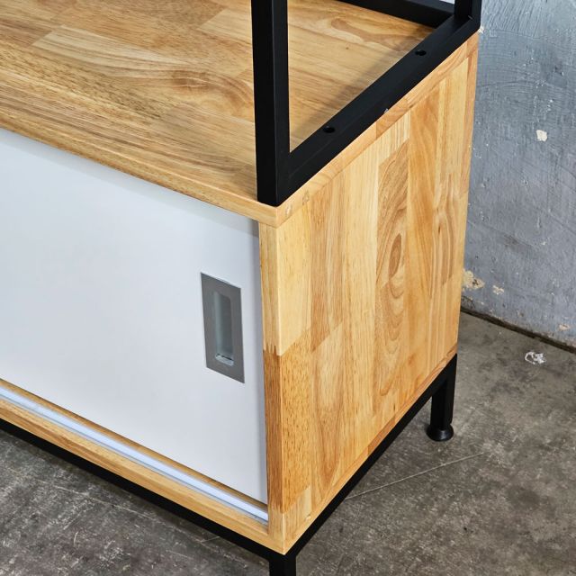 Kệ trưng bày có ngăn tủ 100x35x190cm gỗ cao su KS68344