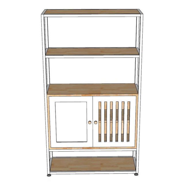 Kệ tủ trang trí 80x30x140cm gỗ cao su khung sắt KTT68068