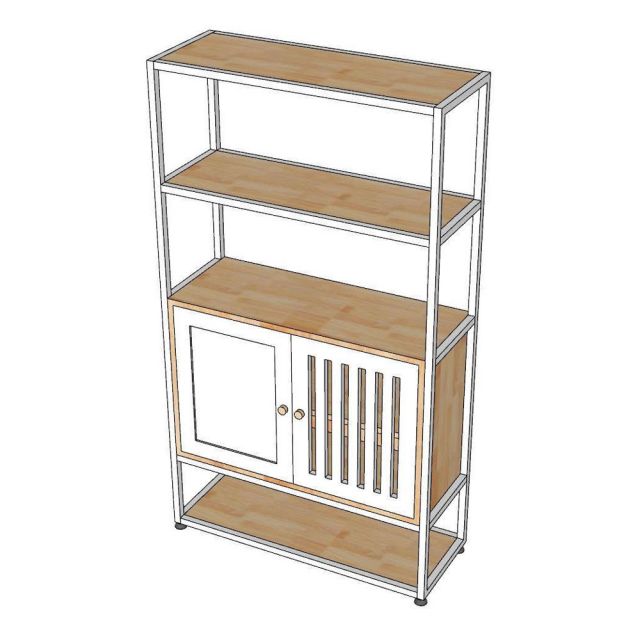 Kệ tủ trang trí 80x30x140cm gỗ cao su khung sắt KTT68068
