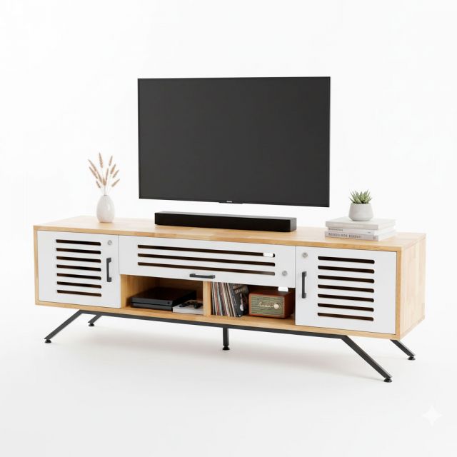 Tủ kệ TV 160x40x52cm gỗ cao su KTV68135