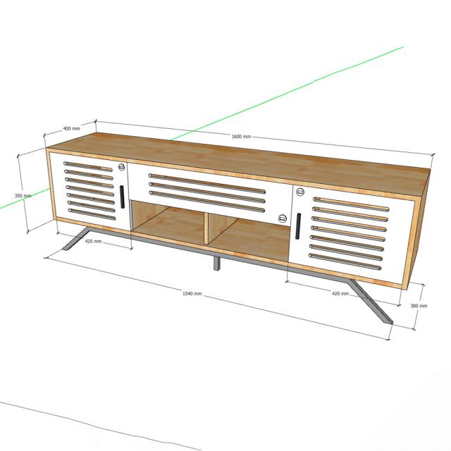 Tủ kệ TV 160x40x52cm gỗ cao su KTV68135