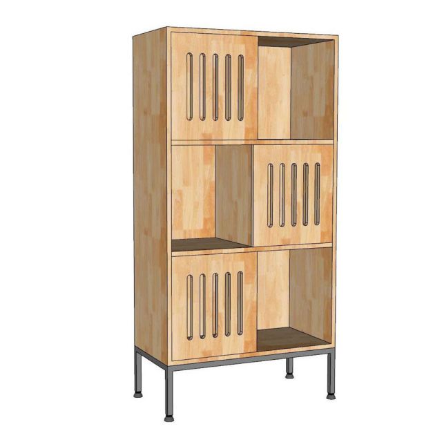 Tủ trang trí 70x35x140cm gỗ cao su chân sắt KTB68261