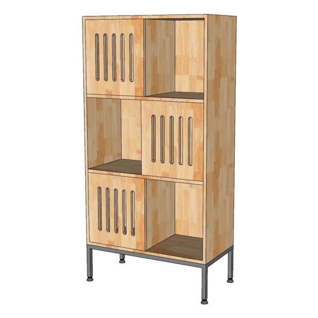 Tủ trang trí 70x35x140cm gỗ cao su chân sắt KTB68261