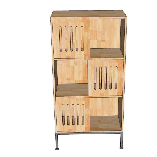 Tủ trang trí 70x35x140cm gỗ cao su chân sắt KTB68261
