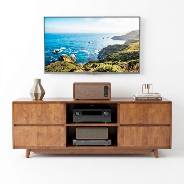 Tủ TV phòng khách 150x40x55cm gỗ cao su KTV68137