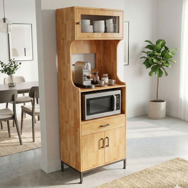 Tủ bếp đa năng 60x40x170cm gỗ cao su KB68095