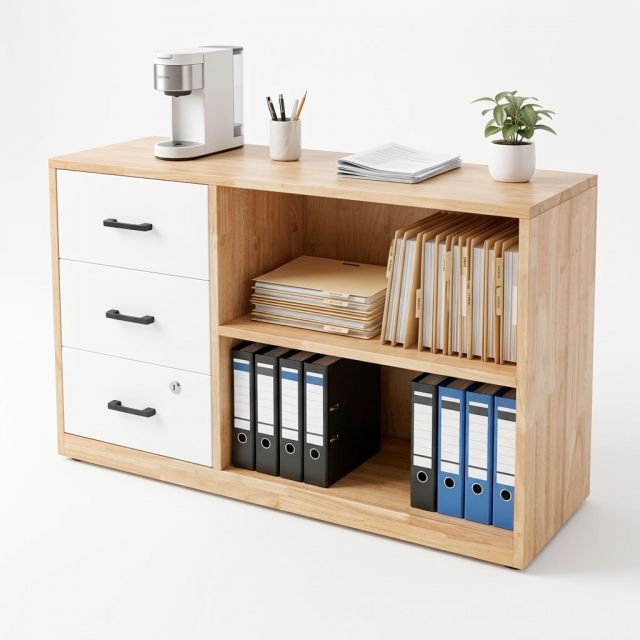 Tủ hồ sơ thấp 100x35x63cm gỗ cao su TCN68088