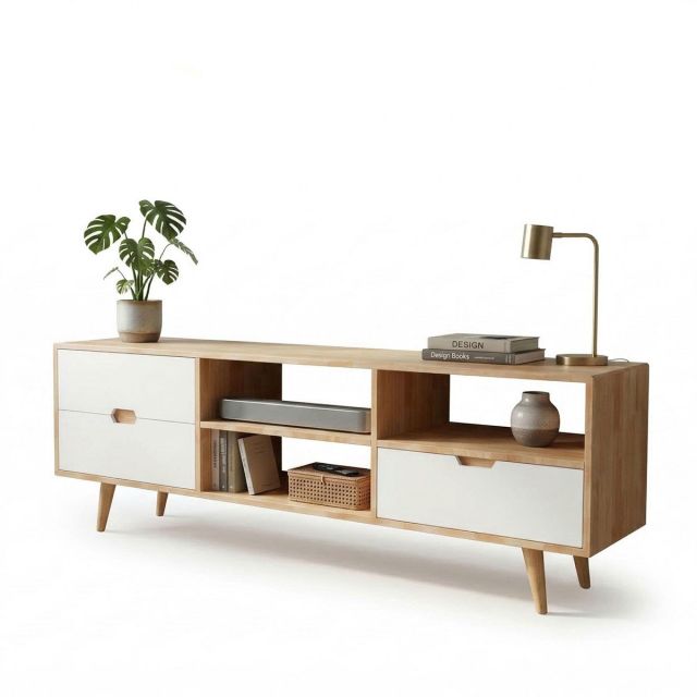 Kệ TV 160x40x50cm gỗ cao su KTV68139