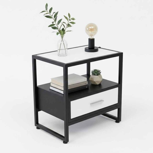 Tủ đầu giường 50x35x50cm gỗ cao su khung chân sắt TDG68072