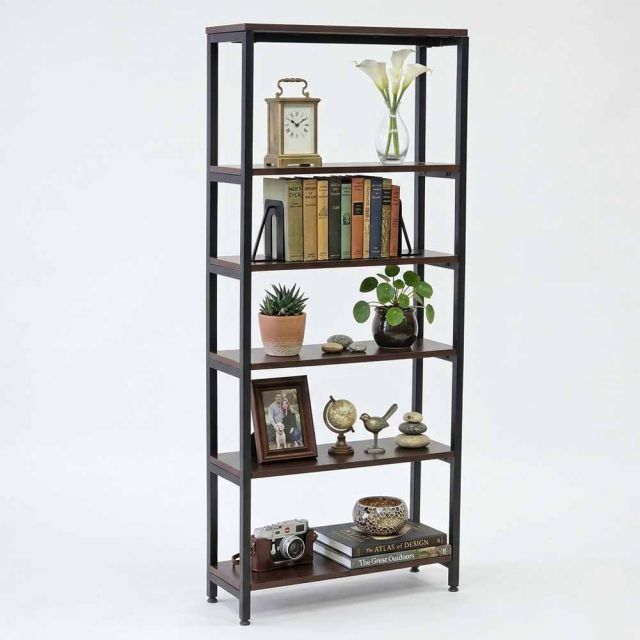 Kệ trang trí phòng khách 70x25x160cm gỗ cao su khung sắt KTT68073