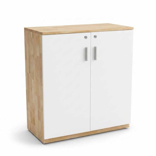 Tủ hồ sơ 2 tầng cửa mở gỗ cao su 80x40x87cm THS68023