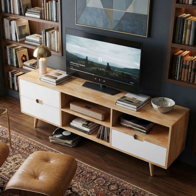 Kệ TV 160x40x50cm gỗ cao su KTV68139