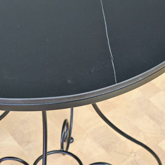 Bàn cafe tròn 60cm mặt ceramic chân sắt hoa văn CFD68132