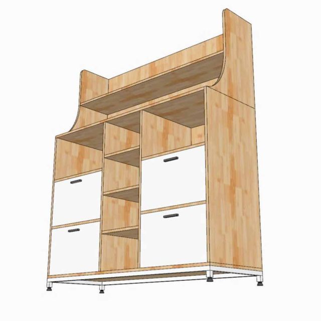 Kệ tủ bếp STELLAR 140x50x160cm gỗ cao su chân sắt KTB68266