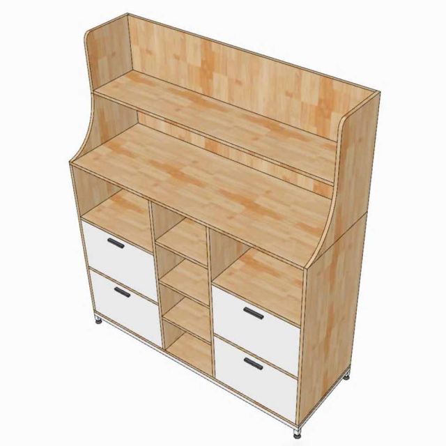 Kệ tủ bếp STELLAR 140x50x160cm gỗ cao su chân sắt KTB68266