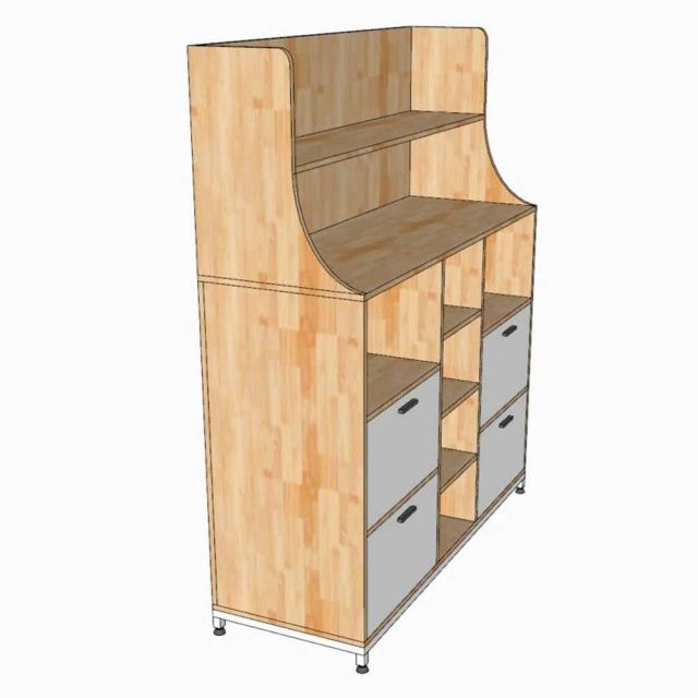 Kệ tủ bếp STELLAR 140x50x160cm gỗ cao su chân sắt KTB68266