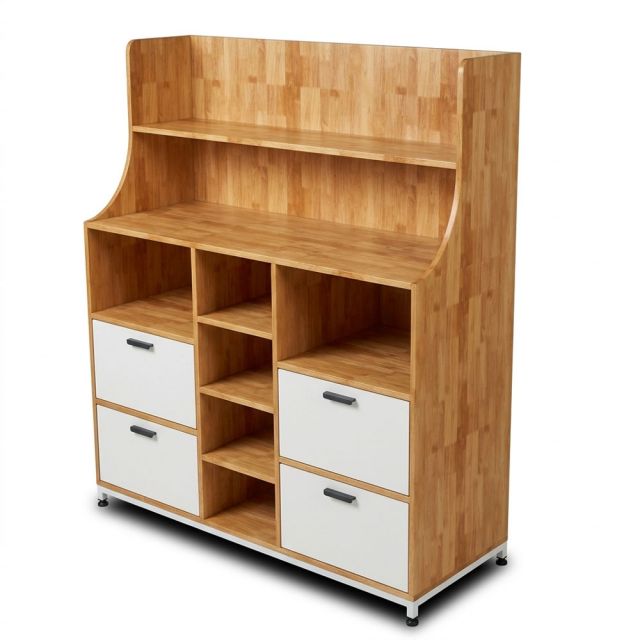 Kệ tủ bếp STELLAR 140x50x160cm gỗ cao su chân sắt KTB68266