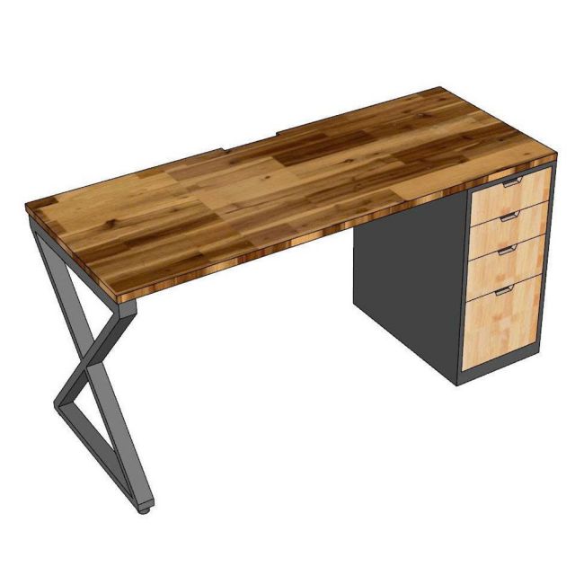 Bàn làm việc gác tủ 150x50cm gỗ tự nhiên HBXC061