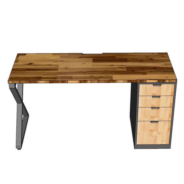 Bàn làm việc gác tủ 150x50cm gỗ tự nhiên HBXC061