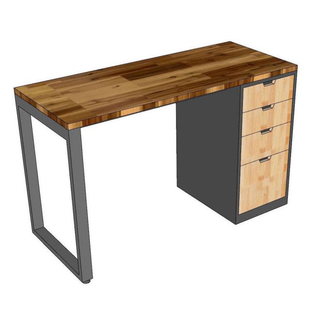 Bàn làm việc gác tủ 120x50cm gỗ tự nhiên HBRT134