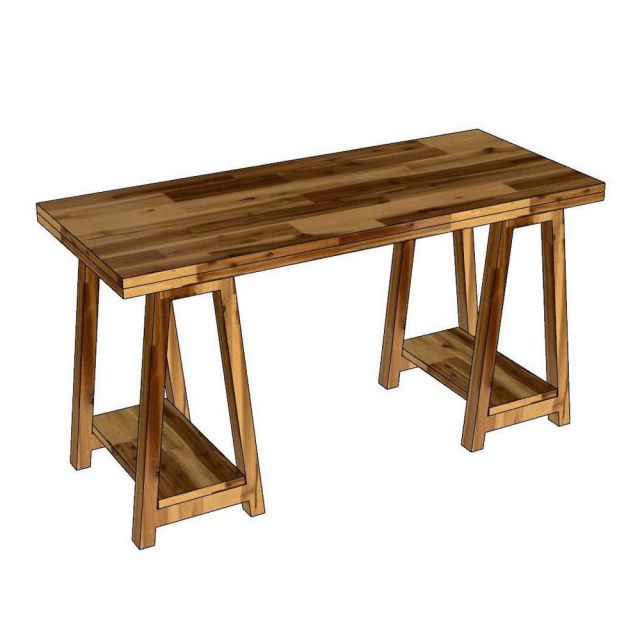 Bàn làm việc 140x60cm gỗ tràm kết hợp kệ để CPU BD68176