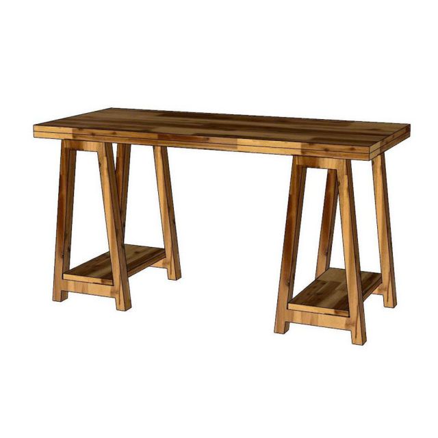 Bàn làm việc 140x60cm gỗ tràm kết hợp kệ để CPU BD68176