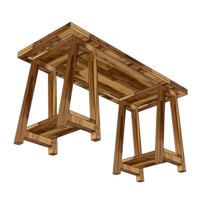 Bàn làm việc 140x60cm gỗ tràm kết hợp kệ để CPU BD68176