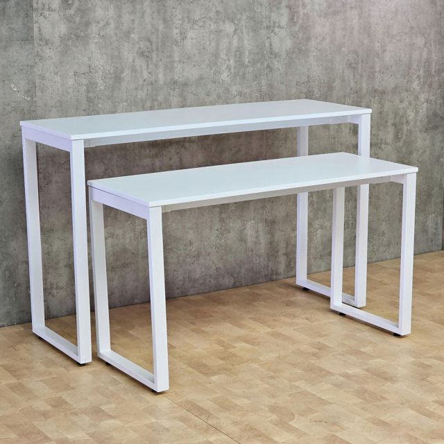 Bộ bàn trưng bày 150x50x95cm gỗ cao su khung chân sắt BTB001