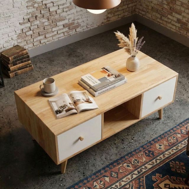 Bàn sofa MUNLO 100x50x40cm gỗ cao su TT68369