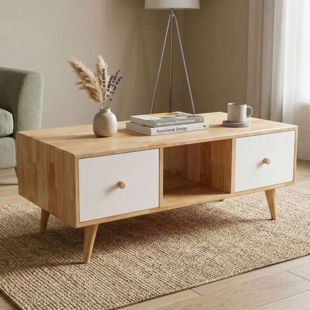 Bàn sofa MUNLO 100x50x40cm gỗ cao su TT68369