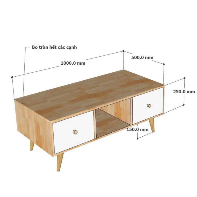 Bàn sofa MUNLO 100x50x40cm gỗ cao su TT68369