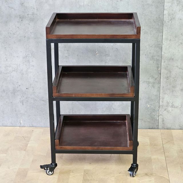 Kệ gia vị di động 40x30x60cm gỗ cao su khung sắt KB68099