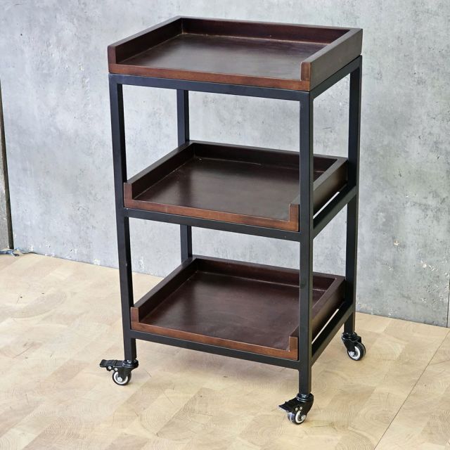 Kệ gia vị di động 40x30x60cm gỗ cao su khung sắt KB68099