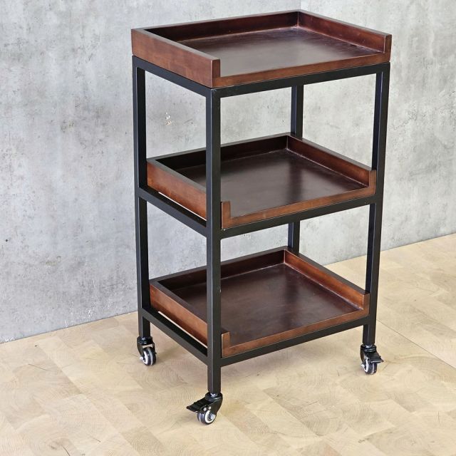 Kệ gia vị di động 40x30x60cm gỗ cao su khung sắt KB68099