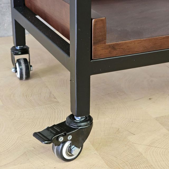 Kệ gia vị di động 40x30x60cm gỗ cao su khung sắt KB68099