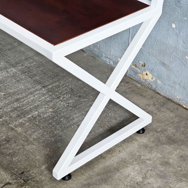 Ghế bằng dài chân sắt chữ X gỗ cao su có tựa lưng GBD001