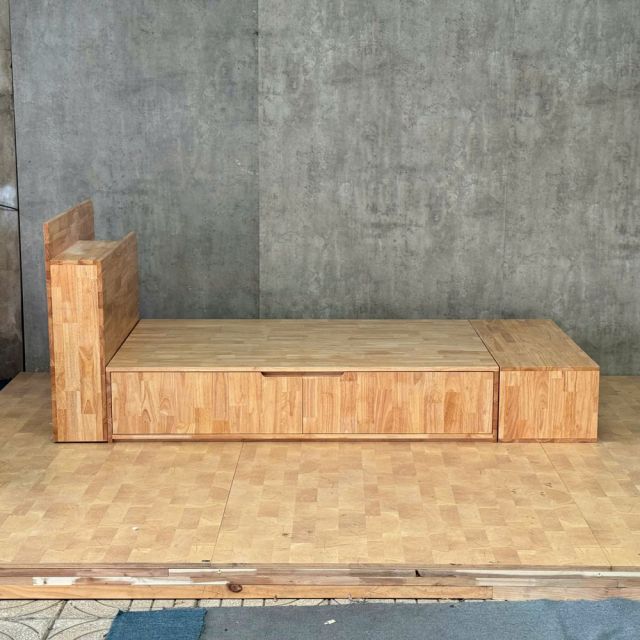 Giường ngủ 120x220cm gỗ cao su có hộc kéo GN68051