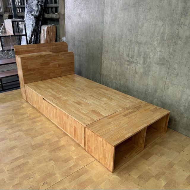 Giường ngủ 120x220cm gỗ cao su có hộc kéo GN68051