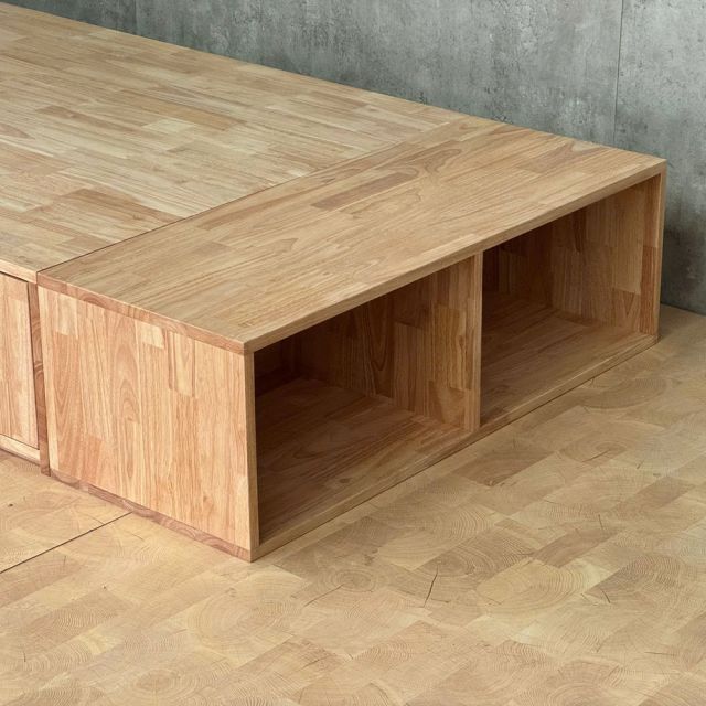 Giường ngủ 120x220cm gỗ cao su có hộc kéo GN68051