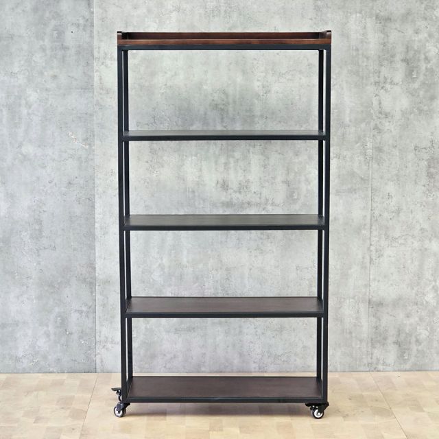 Kệ gia vị di động 80x30x180cm gỗ cao su khung sắt KB68100