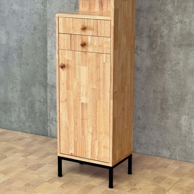 Kệ góc tường kết hợp tủ 40x29x180cm gỗ cao su chân sắt KGT680577