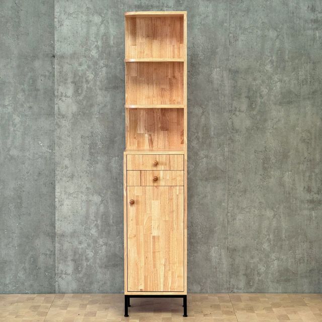 Kệ góc tường kết hợp tủ 40x29x180cm gỗ cao su chân sắt KGT680577