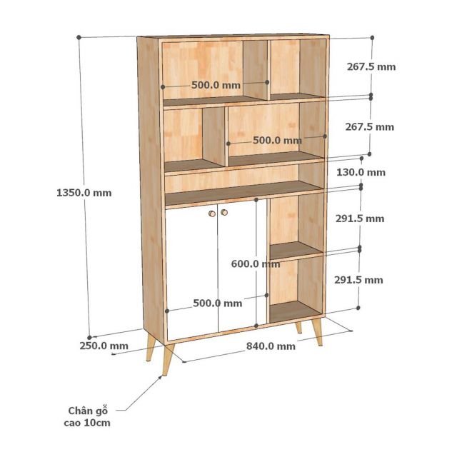 Kệ sách 84x25x145cm gỗ cao su KS68365