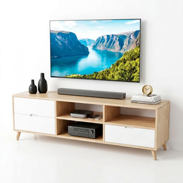 Kệ TV 160x40x50cm gỗ cao su KTV68139